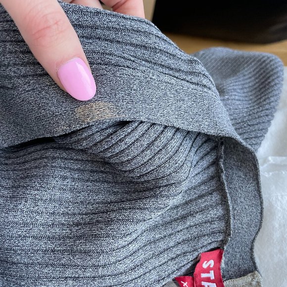 Staud Shoko Colorblock Sweater Dress Heather Grey/Charcoal Ribbed Knit V-neck XS - Picture 3 of 12